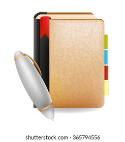 Note book and pen business object vector design