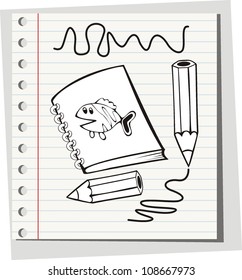  note book with pencil.