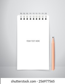 Note book with pencil, Business working elements for web design , mobile applications, social networks.
