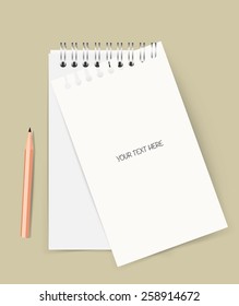 Note book with pencil, Business working elements for web design , mobile applications, social networks.