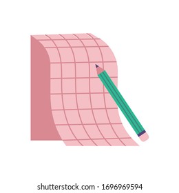 libro de notas con diseño de ilustración vectorial de estilo plano con lápiz