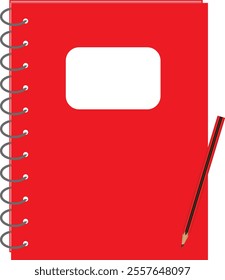 Note Book with Pencil in Red, Pencil with Notebook, Red cover Book, spiral note book, Notepad with Pencil, Spiral book in Red