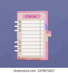 Note Book Pop Up To Do List Business Cartoon Cute Colorful Vector Design