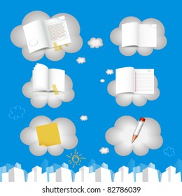 note book set with cloud frame