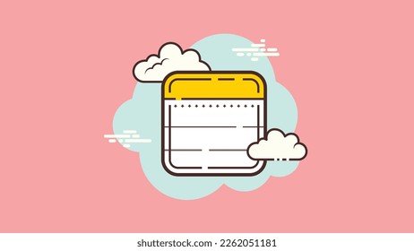 Note book sky for memorize your work icon. Flat vector graphic.