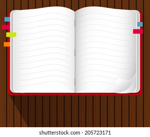 Note Book Vector on Wood