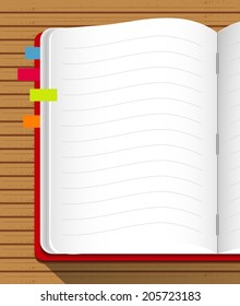 Note Book Vector on Wood