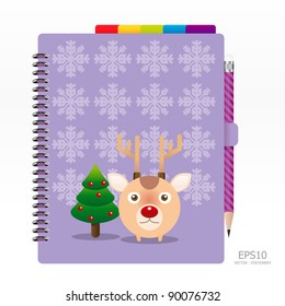 note book violet color with pencil vector