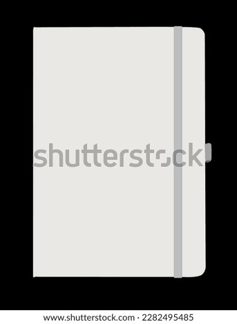 Note book white vector illustration, white note book plain for mockup design, PU Notebook white blank for designing, elastic type note book plain