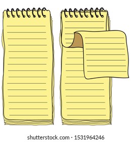 Note book yellow paper bank list todo, reminder with sticker tape by hand drawing so cute 