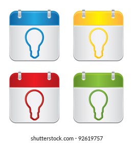 Note books with shiny bulb inside, web application icons collection, Innovation business marketing strategy concept, vector illustration