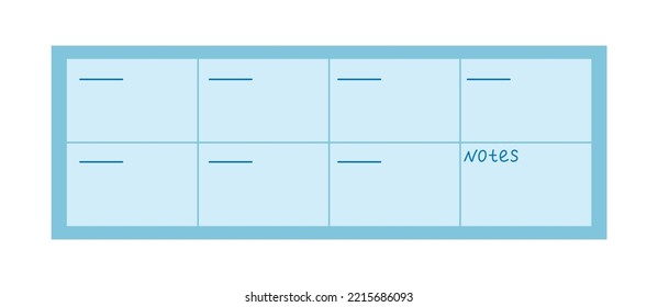 Note boxes icon. Calendar and space for planning and scheduling. Time management and deadline. Poster or banner for website. Efficient workflow organization. Cartoon flat vector illustration