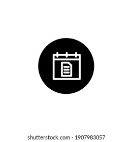 Note calendar icon in black round style. Vector icon pixel perfect