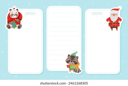 Tarjeta de nota con Navidades lindas Carácter con Plantilla de Vector de cara bonita