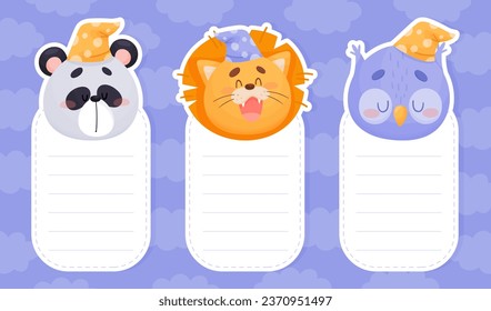 Note Card with Sleepy Animal with Cute Snout Vector Template