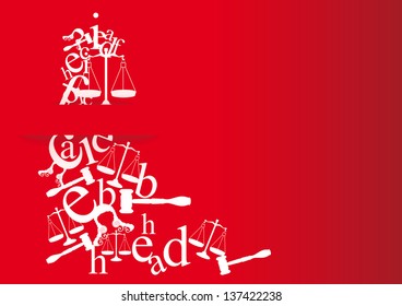 note cards and invitation of law degree with symbols