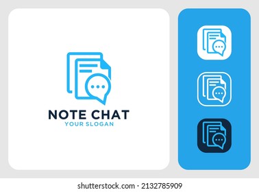 diseño de logotipo de arte de línea moderna de chat de notas