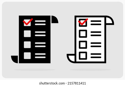 Note checklist icon thin line and silhouette style, for web and mobile, Flat design style in vector illustration.