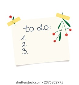 note with christmas to do list; christmas planning -vector illustration