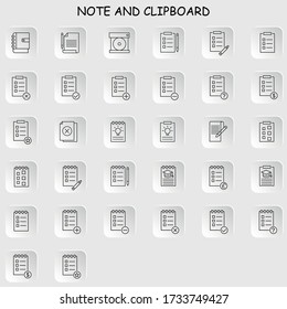 Note and clipboard 32 icons set vector. EPS 10