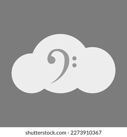 Note in the cloud vector. Cloud storage of music and music files vector. Musical note vector icon. Cloud vector icon.