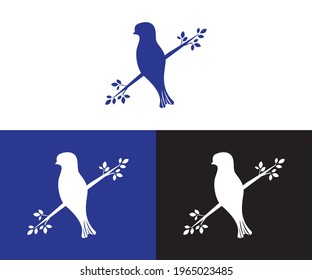 Note Concept Logo Design Vector with Bird Tree