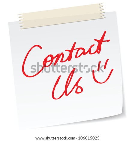 a note with 'contact us' message, handwritten texts.
