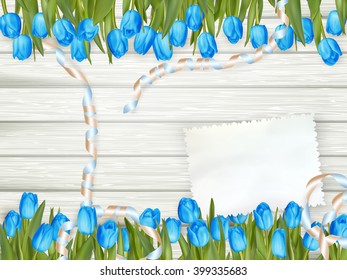 Note with copy space and tulip Valentines Day. EPS 10 vector file included