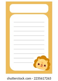 Hinweis auf eine süße Tieretikettierung. Memo, Papier, Kindergarten, Namensschild, Kindersymbol. Vektorgrafik. Schreibpapier