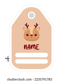 Hinweis auf eine süße Tieretikettierung. Memo, Papier, Kindergarten, Namensschild, Kindersymbol. Vektorgrafik. 