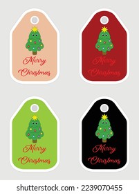 Nota de la linda ilustración de la etiqueta del árbol de navidad. Memo, papel, kindergarten, etiqueta de nombre, icono de niño. Feliz Navidad