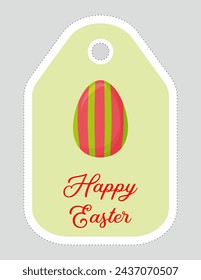 Note of cute easter egg label  illustration. Memo, paper, kindergarten, name tag, kid icon. Vector drawing.