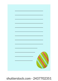 Note of cute easter egg label  illustration. Memo, paper, kindergarten, name tag, kid icon. Vector drawing. writing paper