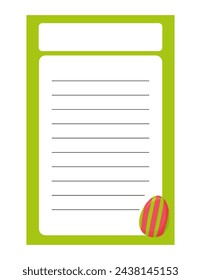 Note of cute easter egg label  illustration. Memo, paper. Vector drawing. writing paper