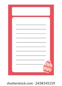 Note of cute easter egg label  illustration. Memo, paper. Vector drawing. writing paper