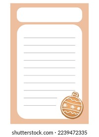 Note of cute ginger ball label  illustration. Memo, paper, kindergarten, name tag, kid icon. Vector drawing. writing paper.