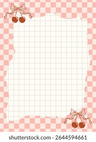 Note for the daily task planner in the style of a coquette and La Dolce Vita. Template whimsical electronic organizer. Vector illustration.