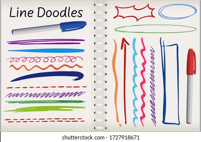 Note with different line doodle illustration