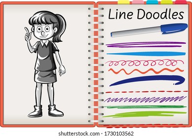 Note with different line doodle illustration