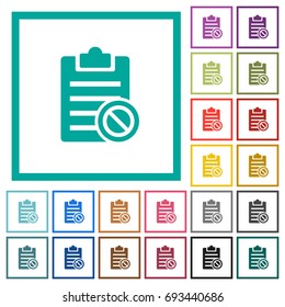 Note disabled flat color icons with quadrant frames on white background