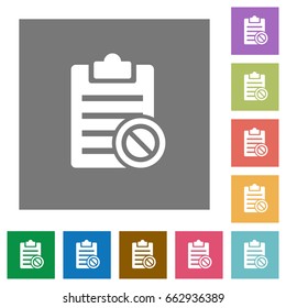 Note disabled flat icons on simple color square backgrounds