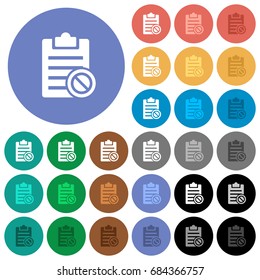 Note disabled multi colored flat icons on round backgrounds. Included white, light and dark icon variations for hover and active status effects, and bonus shades on black backgounds.