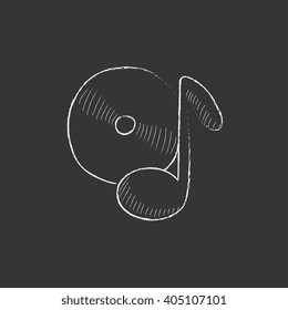 Note with disk. Drawn in chalk icon.