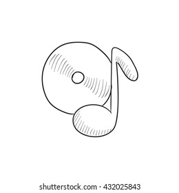 Note with disk vector sketch icon isolated on background. Hand drawn Note with disk icon. Note with disk sketch icon for infographic, website or app.