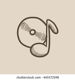 Note with disk vector sketch icon isolated on background. Hand drawn Note with disk icon. Note with disk sketch icon for infographic, website or app.