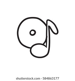 Note with disk vector sketch icon isolated on background. Hand drawn Note with disk icon. Note with disk sketch icon for infographic, website or app.