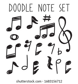 conjunto de esquema simple del doodle de notas 