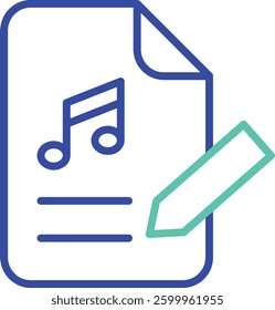 Note edit outline dual color vector illustration icon design