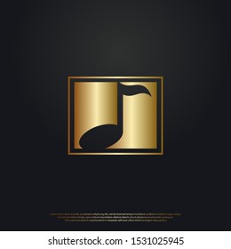 Note elegant logo icon design. with a golden color on the background. Vector graphic design template element. eps10