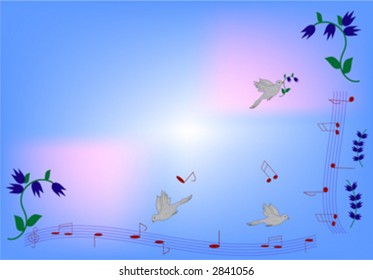 note end bird an azure background